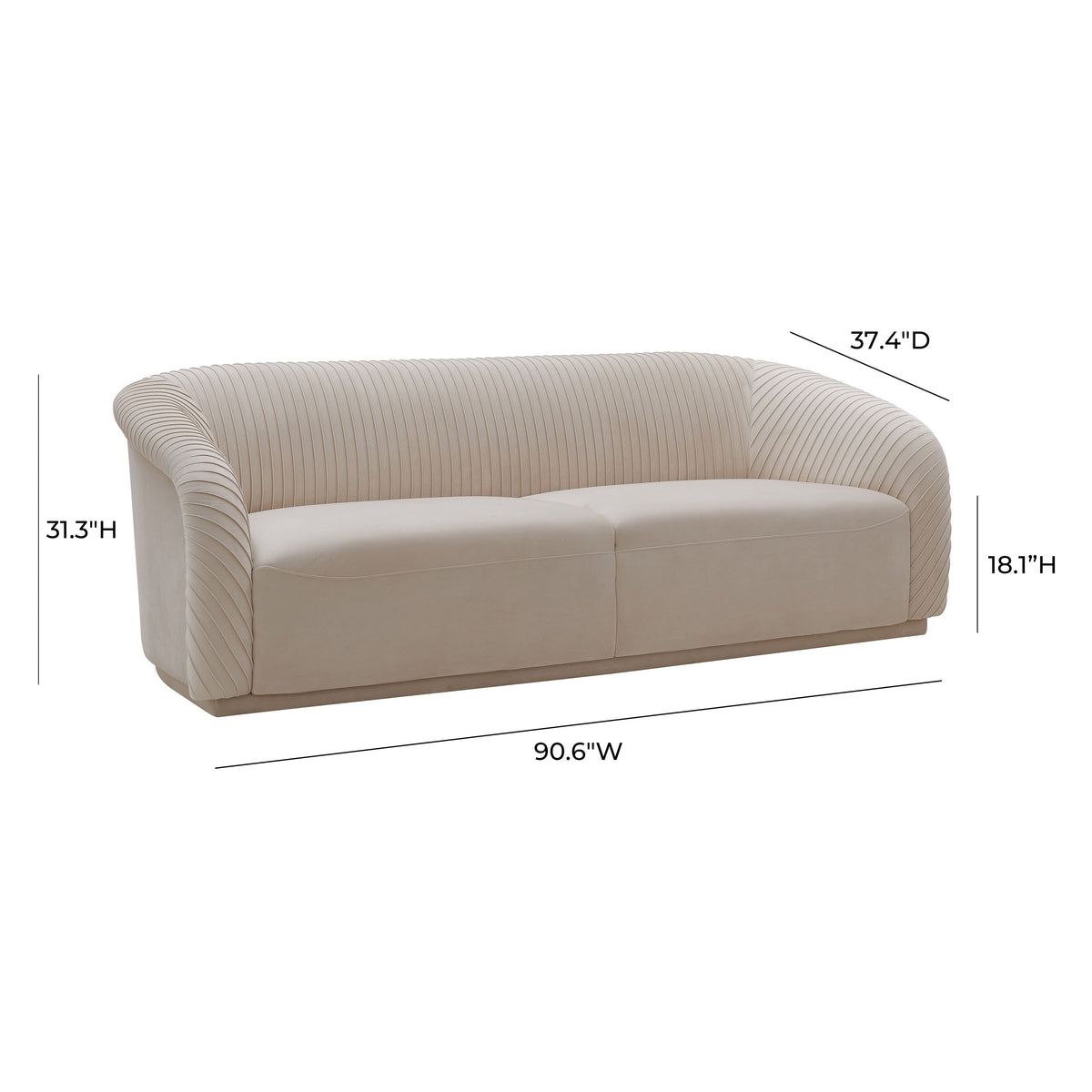 Marcela Luxury Velvet Pleated Sofa - Multiple Colors Available