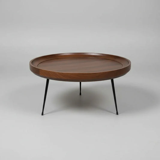 Table à café ronde en bois de manguier (Walnut)