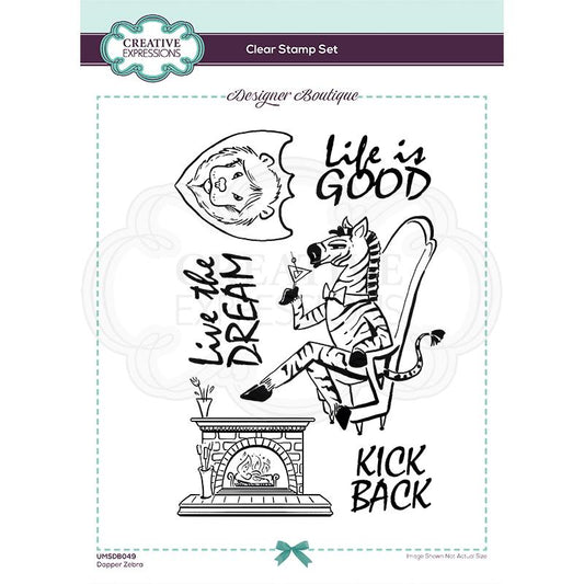 Creative Expressions Designer Boutique Collection Dapper Zebra A5 Clear Stamp