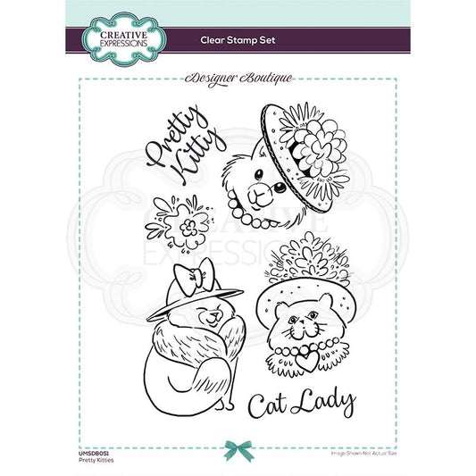 Creative Expressions Designer Boutique Collection Pretty Kitties A5 Clear Stamp