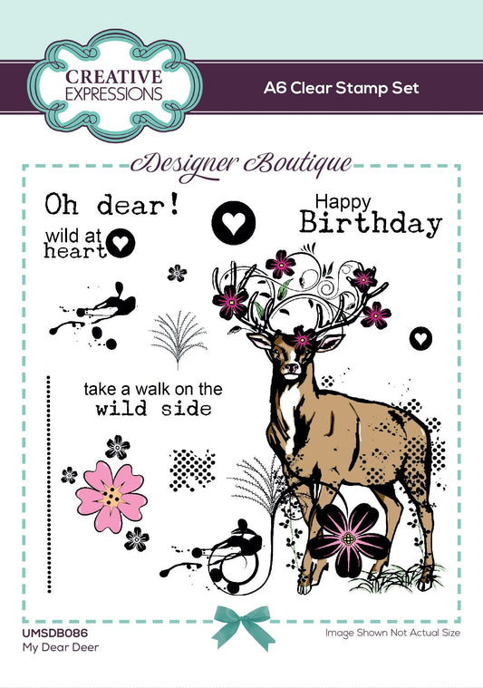 Creative Expressions Designer Boutique Woodland Walk Collection My Dear Deer A6 Clear Stamp Set
