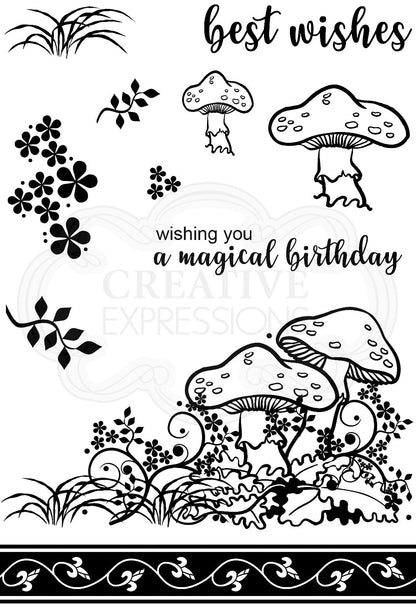 Creative Expressions Designer Boutique Woodland Walk Collection Tiptoe Amongst The Toadstools A6 Clear Stamp Set
