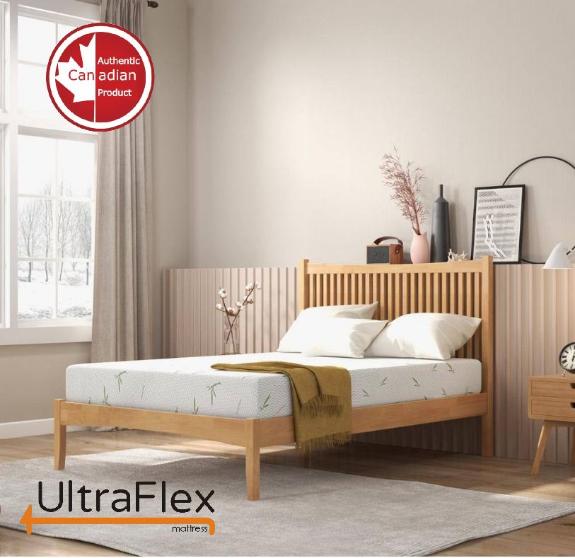 UltraFlex® EasySleep- Canadian-Made Medium Firm Gel Infused Reversible Comfort With Pressure Relief, Cooling Technology, Bamboo Cover, CertiPUR-US® Certified Foam Eco-Friendly Mattress (Made in Canada)