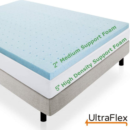 UltraFlex® RADIANCE Mattress and BoxSpring Set - High-Density Natural Blend Foam Encasing, CoolTemp Cooling Gel, Eco-Friendly Orthopedic Mattress With Multiple Spinal Support Zones (Made in Canada)
