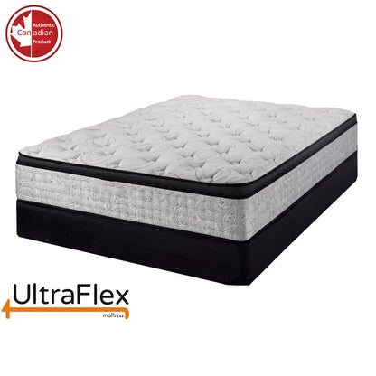 UltraFlex® OASIS- 12” Hybrid Orthopedic Eurotop, Spinal Care Pocket Coil, Premium High Density Foam Encased, Pressure Relieving Comfort Foam and HDcoil Pocketed, Eco-Friendly Mattress (Made in Canada) With WaterProof Mattress Protector