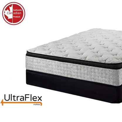 UltraFlex® OASIS- 12” Mattress and BoxSpring Set Hybrid Orthopedic Eurotop, Spinal Care Pocket Coil, Premium High Density Foam Encased, Pressure Relieving Comfort Foam and HDcoil Pocketed, Eco-Friendly Mattress (Made in Canada)