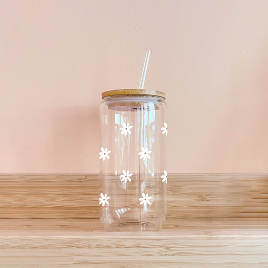 Verre boho - mini daisy blanc