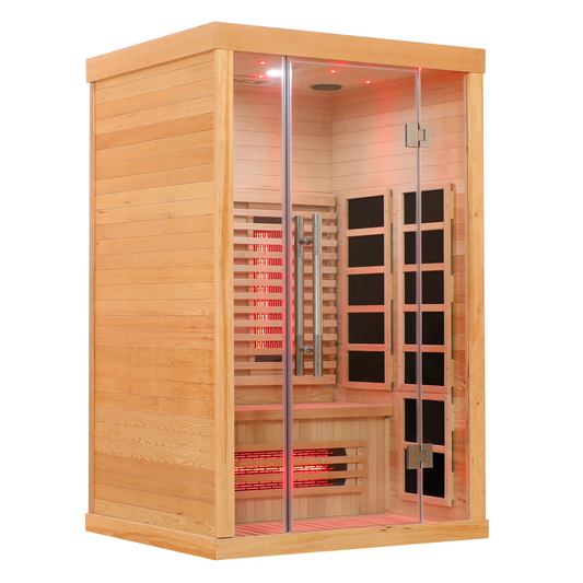 Blisspod | Venetian | Full Spectrum Indoor Premium Canadian Hemlock Low EMF Sauna | 10 Heaters | Chromotherapy & Reflexology | 2 Person