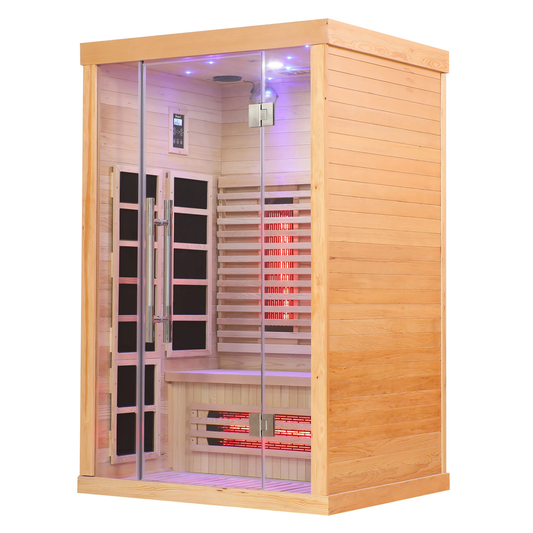 Blisspod | Venetian | Full Spectrum Indoor Premium Canadian Hemlock Low EMF Sauna | 10 Heaters | Chromotherapy & Reflexology | 2 Person