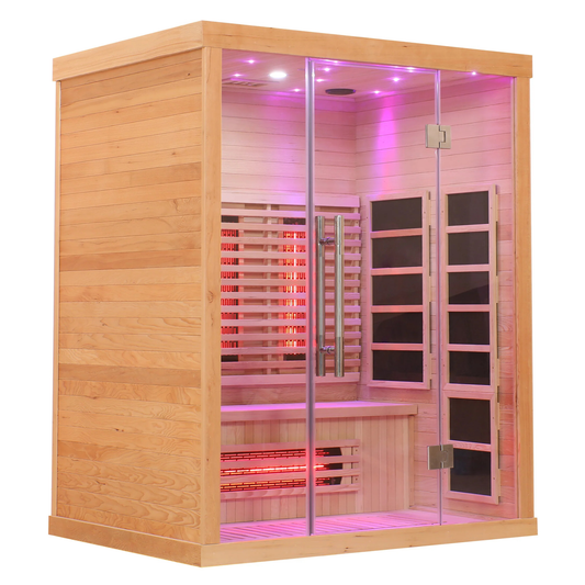 Blisspod | Venetian | Full Spectrum Indoor Premium Canadian Hemlock Ultra Low EMF Sauna | 11 Heaters | Reflexology & Chromotherapy | 3 Person