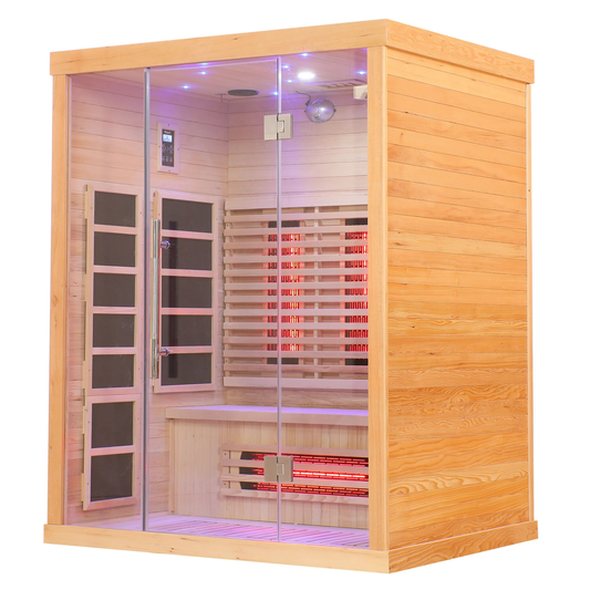 Blisspod | Venetian | Full Spectrum Indoor Premium Canadian Hemlock Ultra Low EMF Sauna | 11 Heaters | Reflexology & Chromotherapy | 3 Person