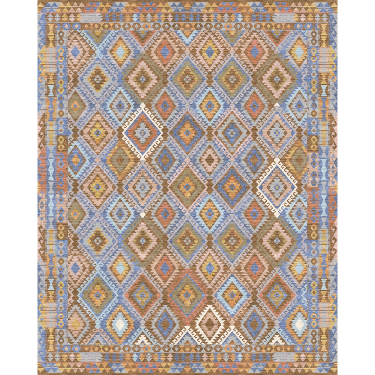 Assania Blue Brown Multi Teppich