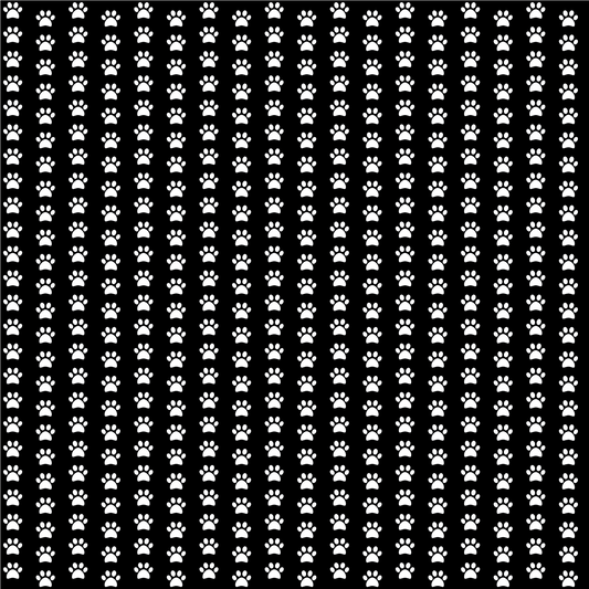 White in Black Paw Prints Adhesive Vinyl