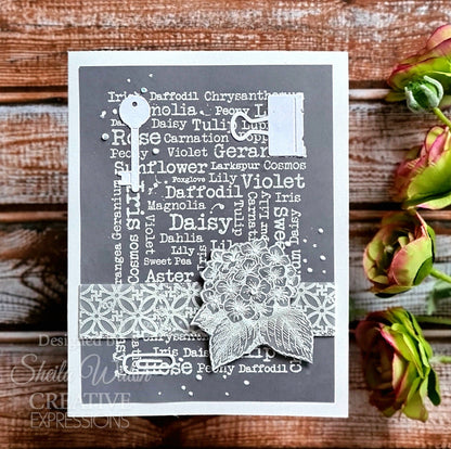 Woodware Clear Singles Flower Names 4 in x 6 in Stamp Set
