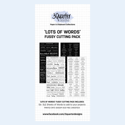 3Quarter Designs Fussy Cutting Pack - Lots of Words