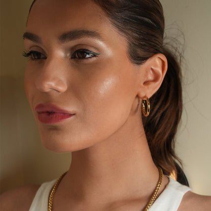 YOSHIKO Gold: Mid-Width Essential Hoop Earrings (Available in 6 Sizes: 2cm - 6cm)