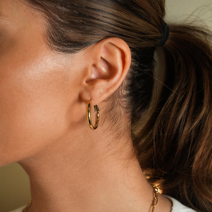 YOSHIKO Gold: Mid-Width Essential Hoop Earrings (Available in 6 Sizes: 2cm - 6cm)