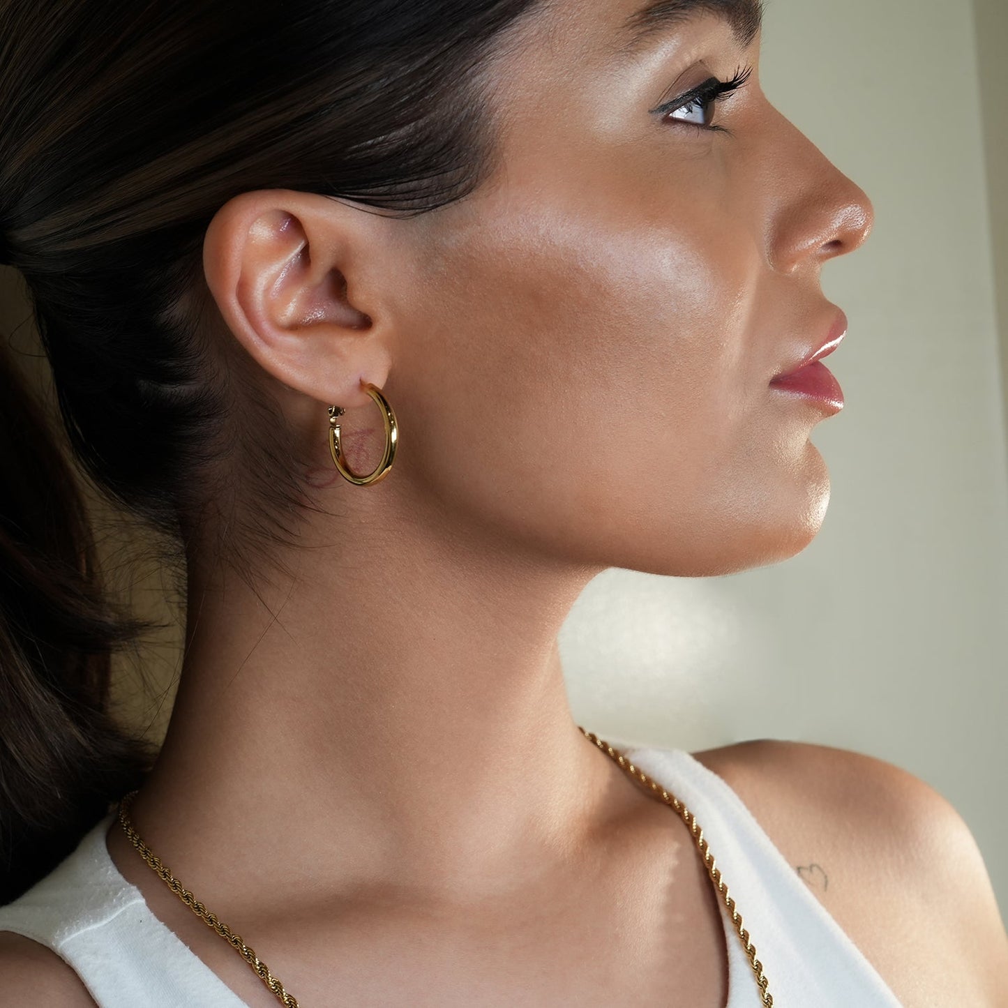 YOSHIKO Gold: Mid-Width Essential Hoop Earrings (Available in 6 Sizes: 2cm - 6cm)