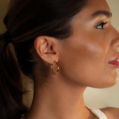 YOSHIKO Gold: Mid-Width Essential Hoop Earrings (Available in 6 Sizes: 2cm - 6cm)