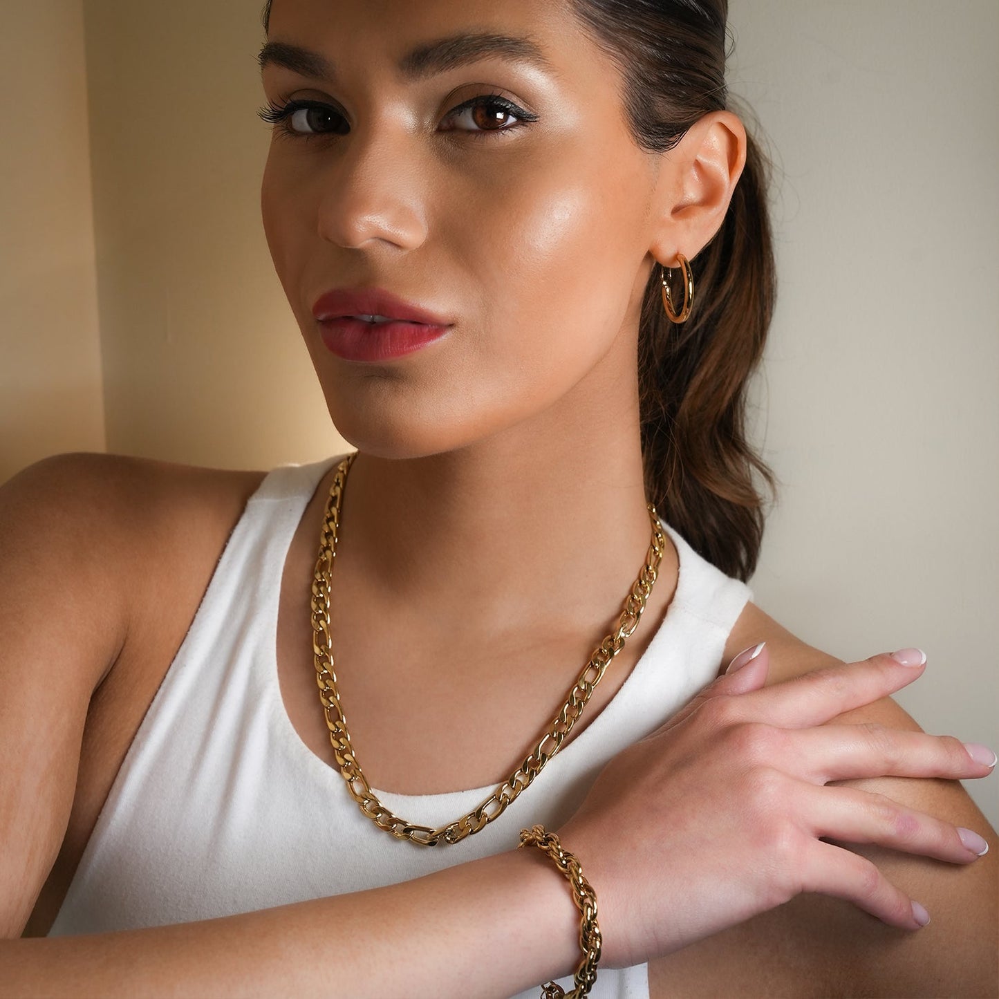 YOSHIKO Gold: Mid-Width Essential Hoop Earrings (Available in 6 Sizes: 2cm - 6cm)