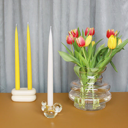 Bubble Crystal Glass Candle Holder - Light Yellow Decorative Sculpture