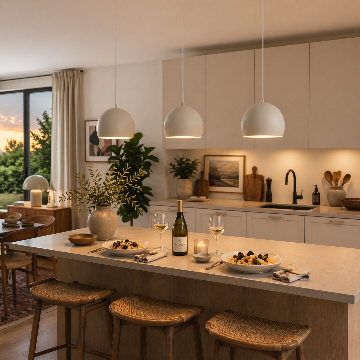 ZOE Mid-Century Modern Dome Pendant Light for Kitchen Island & Dining Table - AURABAGS SHOP