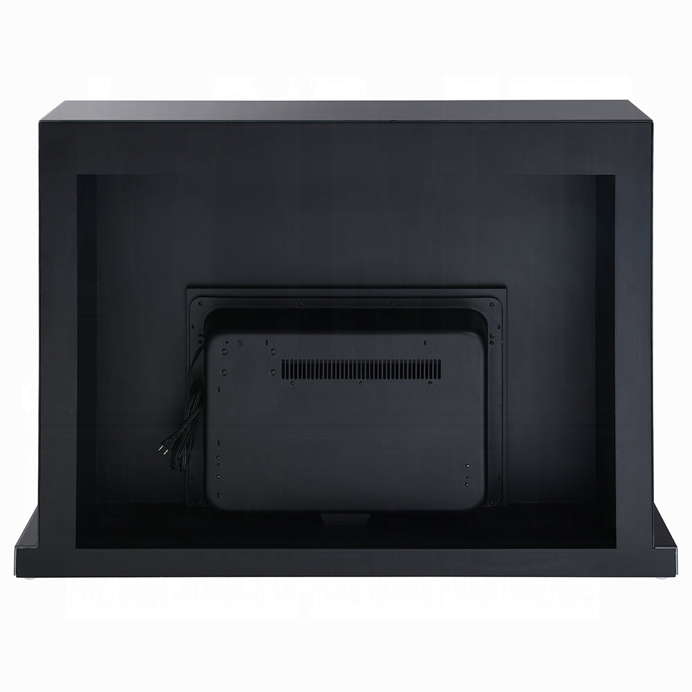 Noir Mirrored Mantel Fireplace - Black