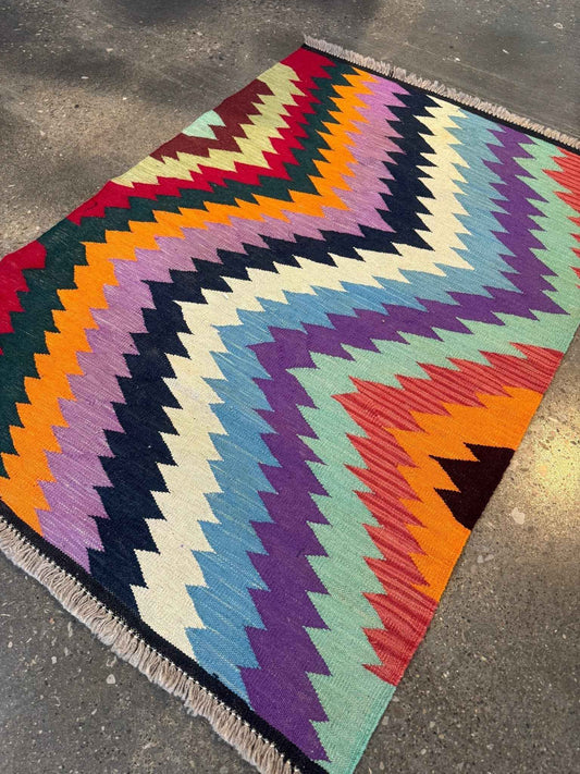 Afghan Maimana Kilim Rug | 3' 6" x 5'