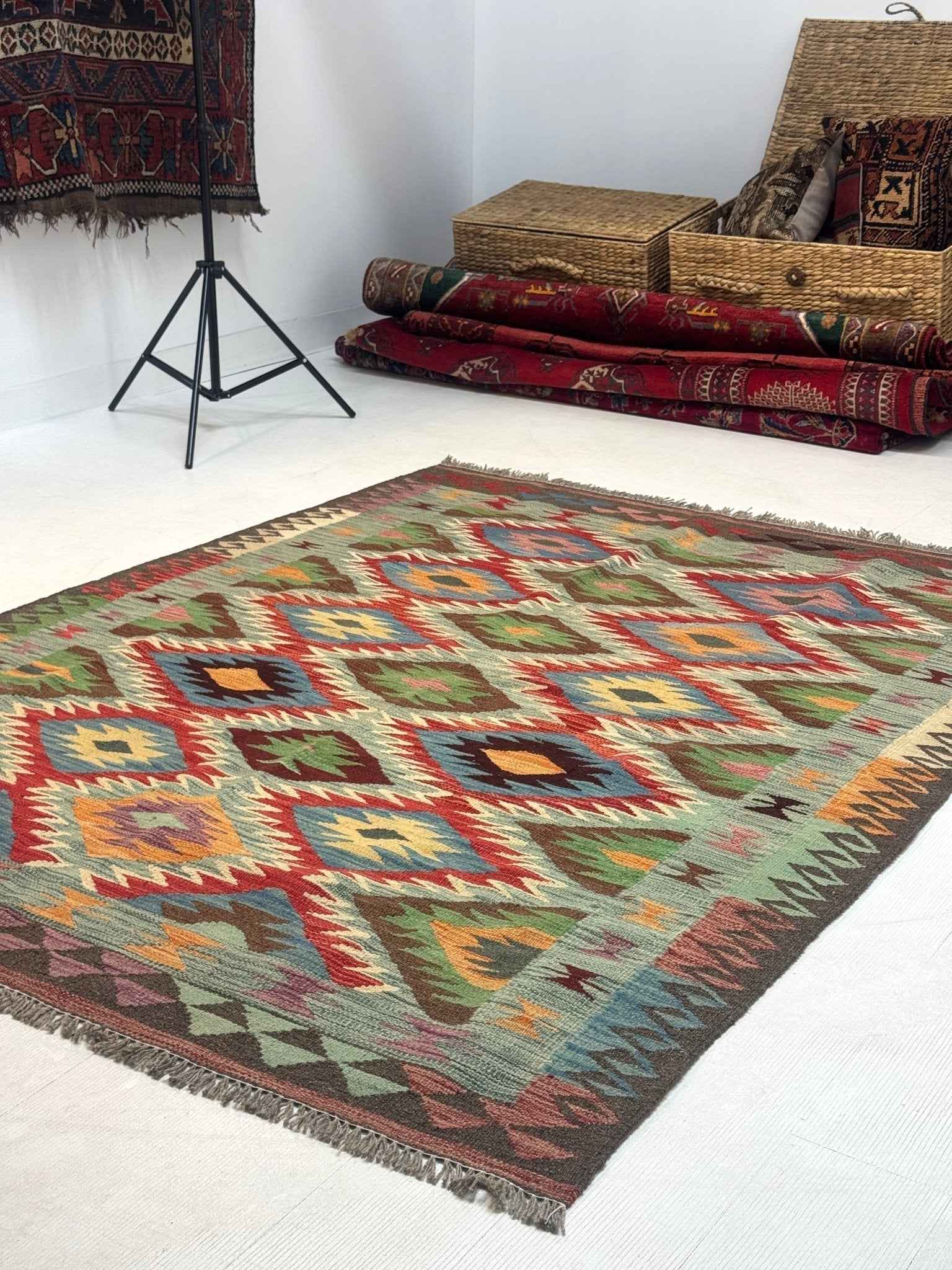 Afghan Maimana Kilim Rug | 5' x 6' 7"