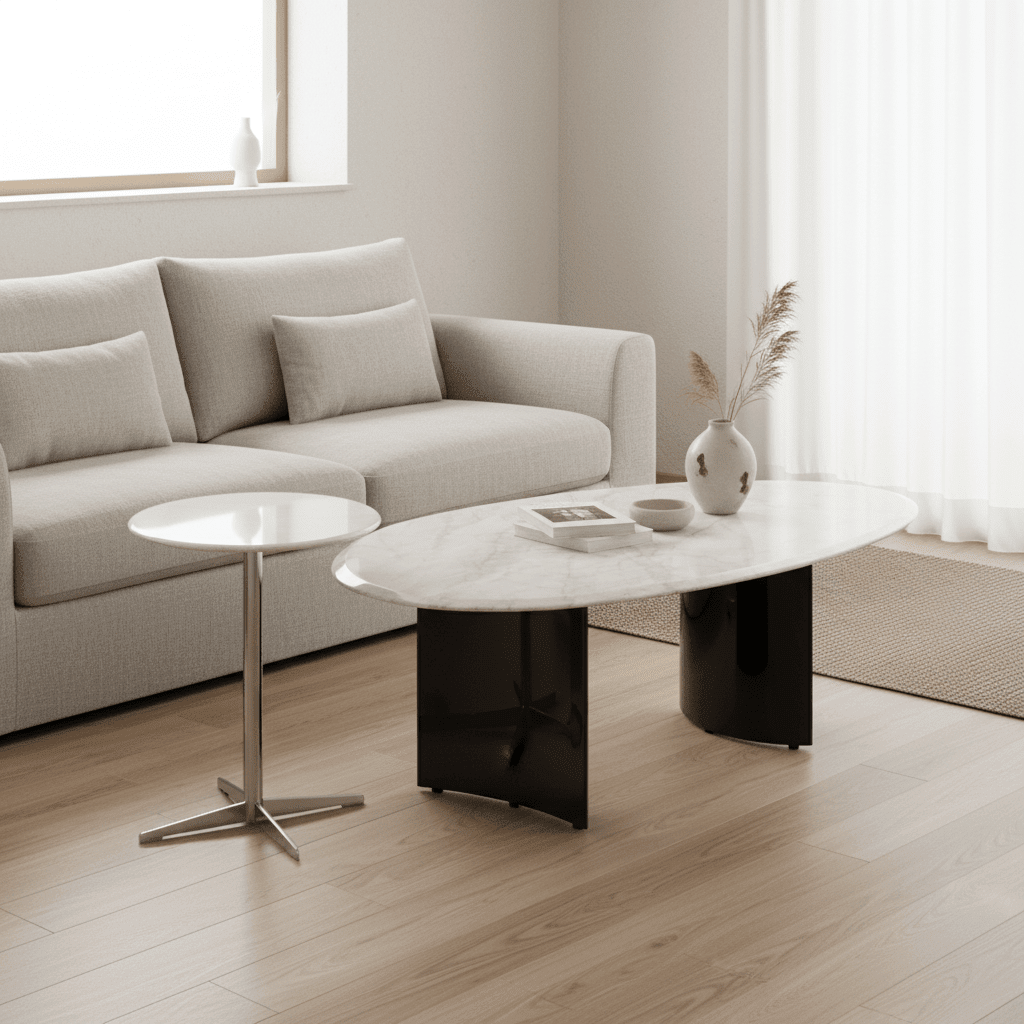 Apollo Marble and Chrome Accent Table Set