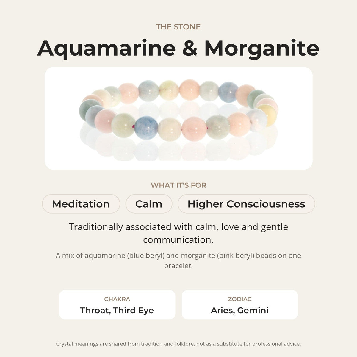 Aquamarine Morganite Bead Bracelet