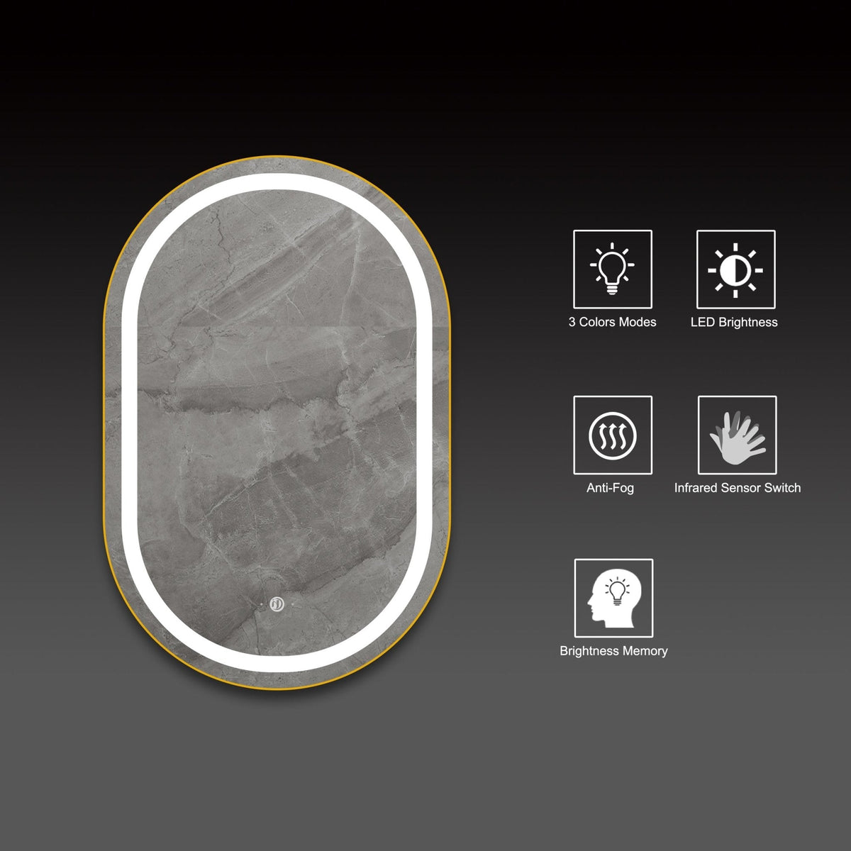 Arco Sense LED Bathroom Mirror, Dimmable, Copper-Free HD Silver Mirror – 22"x34" / 26"x34" / 28"x36"