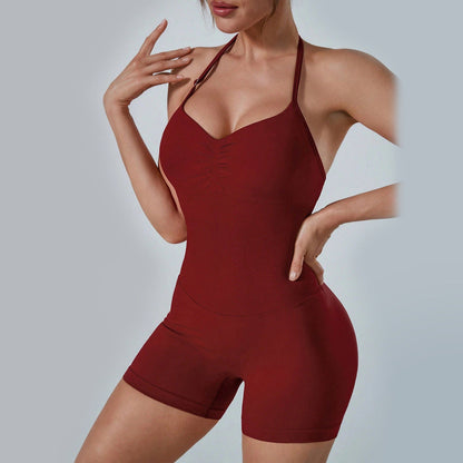 Women’s Seamless One-Piece Yoga Jumpsuit – Quick-Dry Backless Fitness Bodysuit