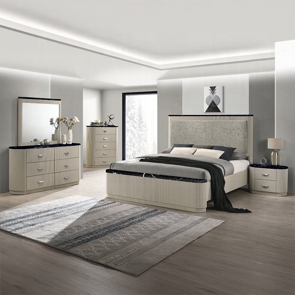 Rhone Luxury Chanel Detail Bed - Greyish Beige