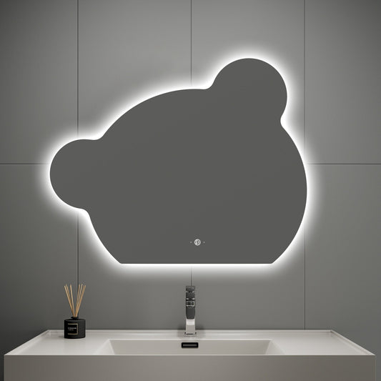 40" x 32" Bear Glow LED Bathroom Mirror, Wave Sensor, Anti-Fog, Dimmable