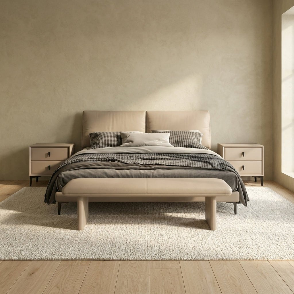 Brașov Two-Drawer Nightstand in Beige