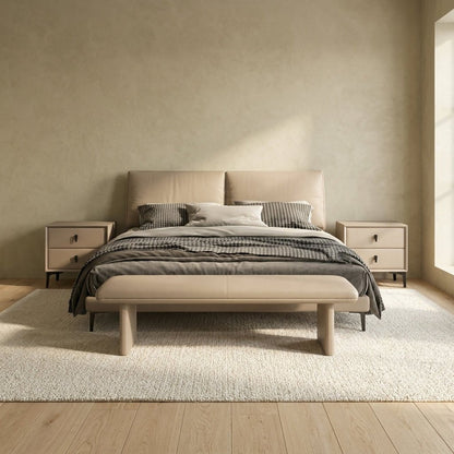 Brașov Two-Drawer Nightstand in Beige