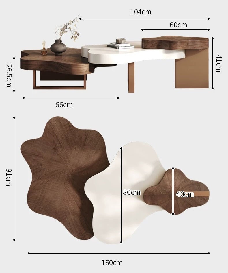 BT70 Nordic 3-Tier Modern Coffee Table Set