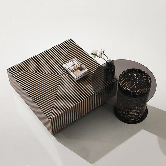 BT85 Modern Piano Stripe Nested Coffee Table Set with Storage