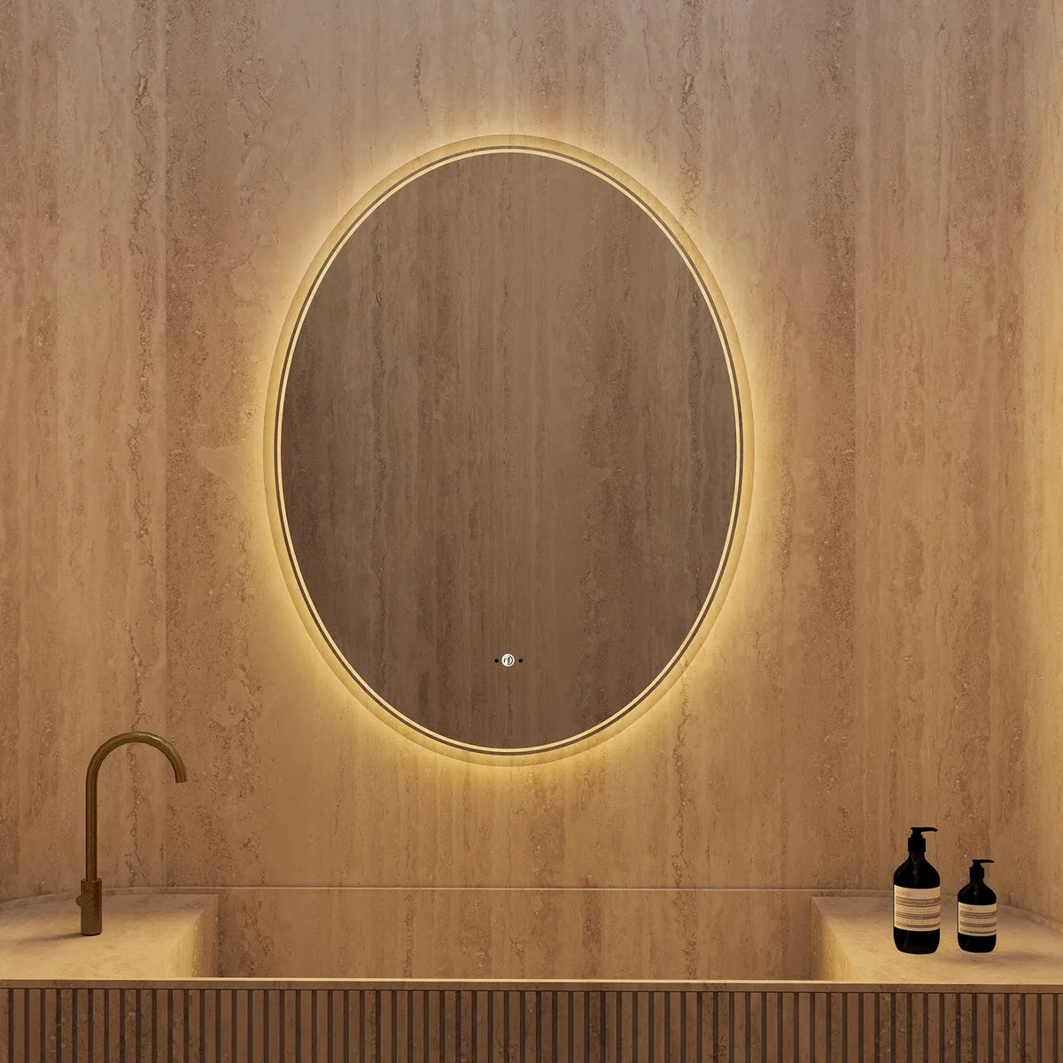 Frameless Capsule LED Bathroom Mirror, CRI 90+ – 24"x32" / 26"x34" / 28"x36"