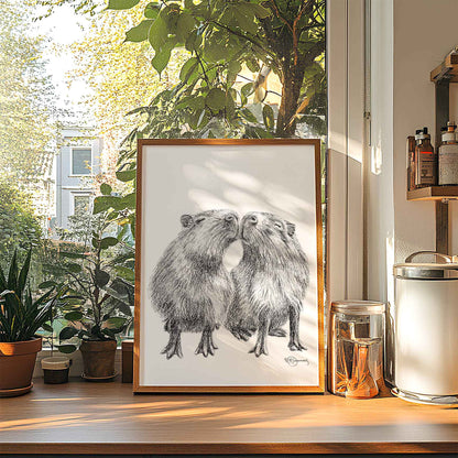 Kissing Capybaras - Animal Art Print