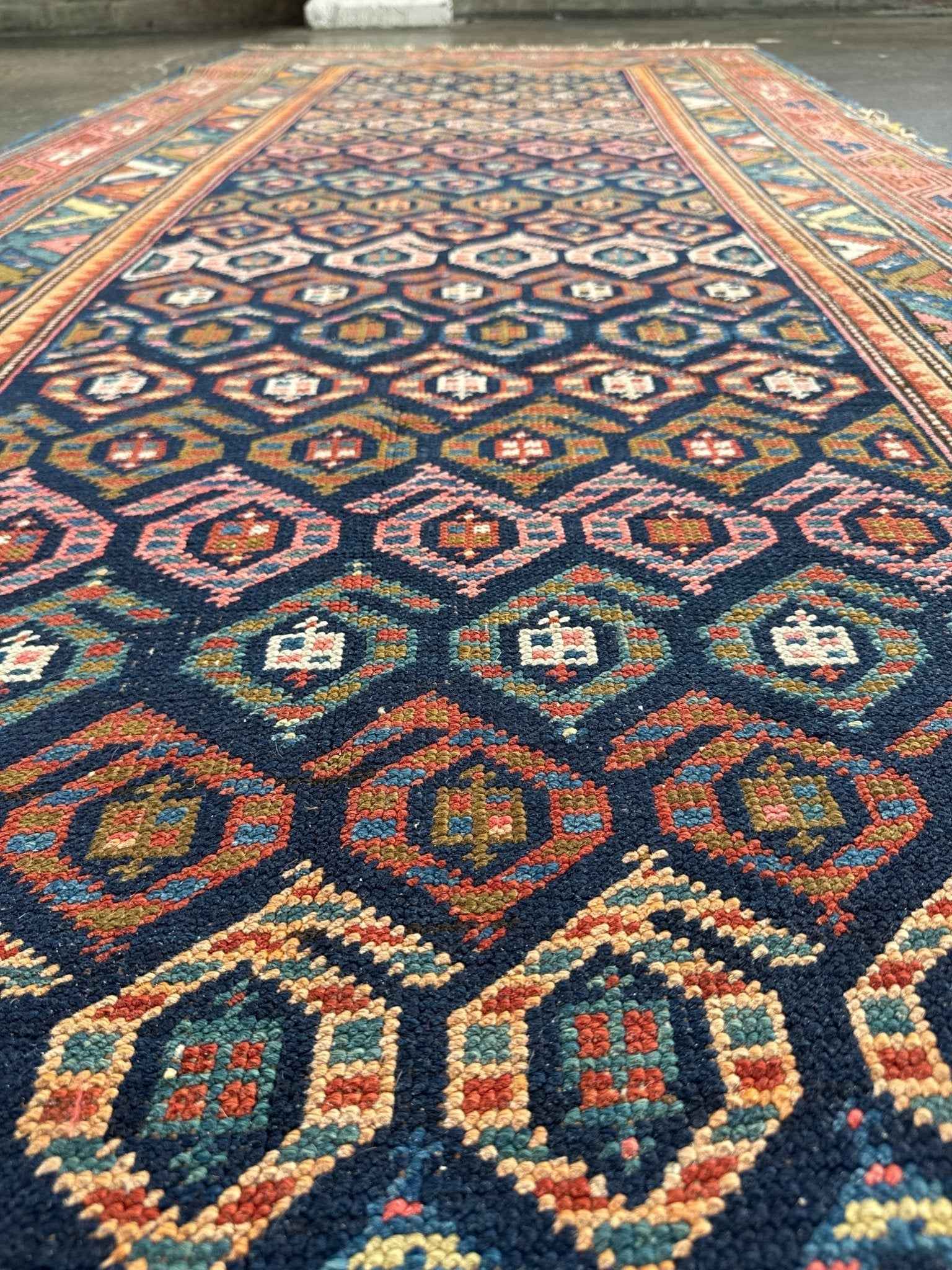 Caucasian Kazak Runner Rug | 4' 4" x 13' 9"