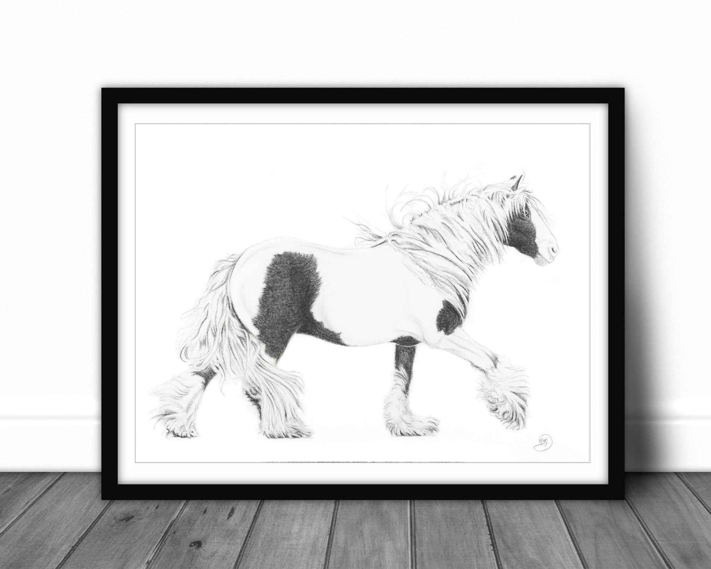 Cob Gypsy Horse - Black and white large wall art