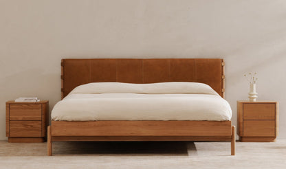 Colin Top-Grain Leather Bed with Matching Nightstand and Dresser