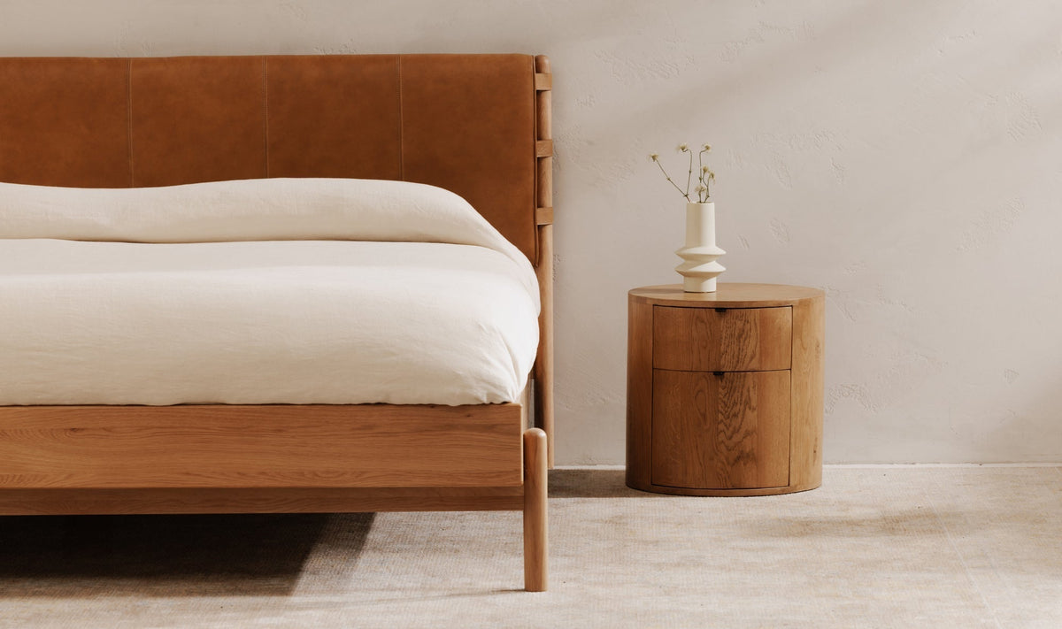 Colin Top-Grain Leather Bed with Matching Nightstand and Dresser