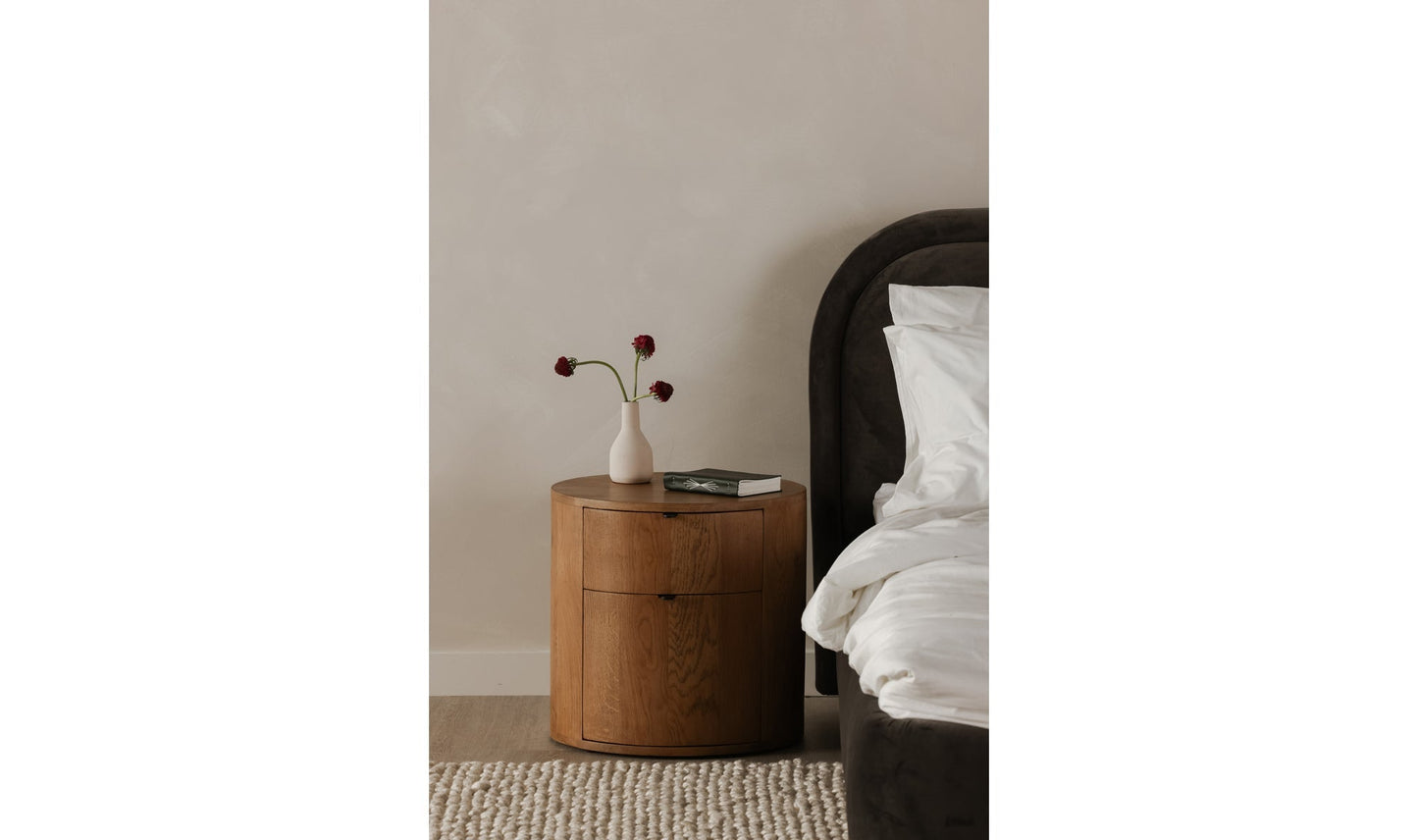 Colin Two-Drawer Nightstand in Natural Wood