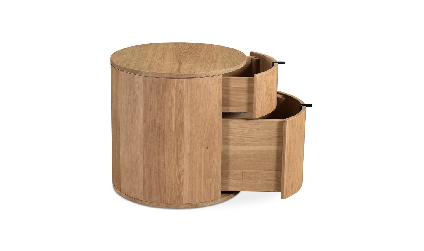 Colin Two-Drawer Nightstand in Natural Wood