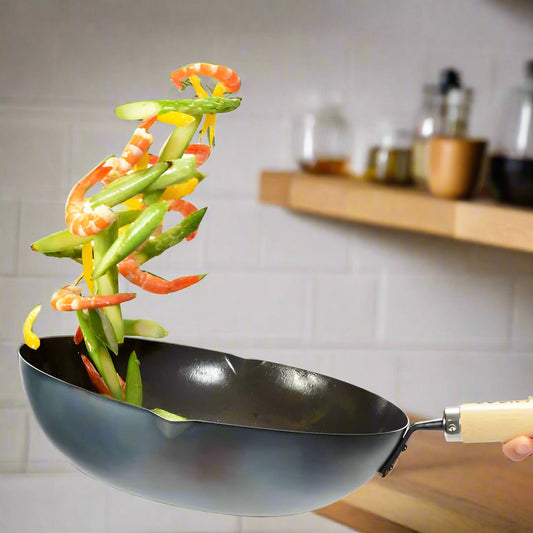 Yoshikawa Japan |  Cook-Pal Ren Nitrided Carbon Steel Wok 36cm - Made in Japan