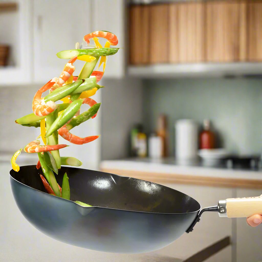 YOSHIKAWA Cook-Pal Ren Nitrided Carbon Steel Beijing Wok 36cm - Japan