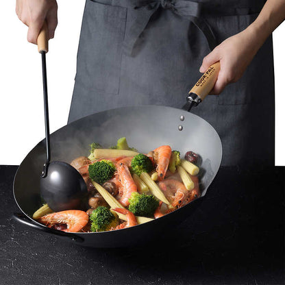 YOSHIKAWA Cook-Pal Ren Nitrided Carbon Steel Beijing Wok 36cm - Japan